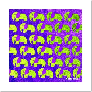 Green purple elephant ecopop Posters and Art